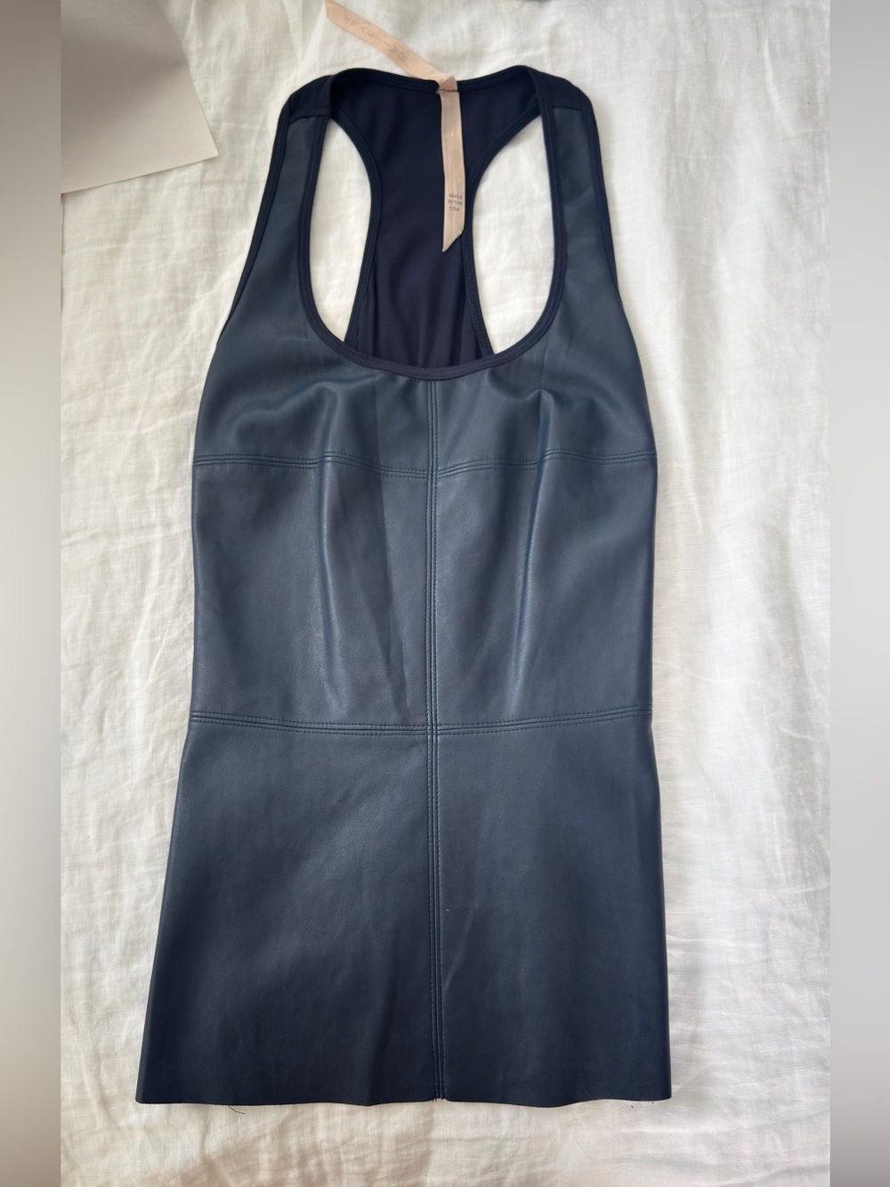 Bailey 44 Navy Leather-Look Racerback One-Piece